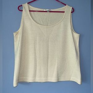 St John Santana Knit Wool Blend Tank Top Large Cream Beige